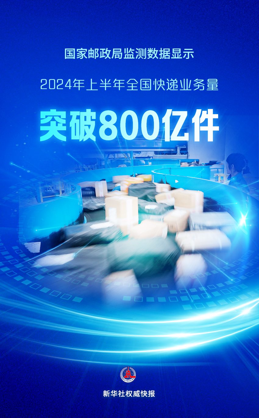 新华社权威快报｜全国快递业务量今年上半年突破800亿件