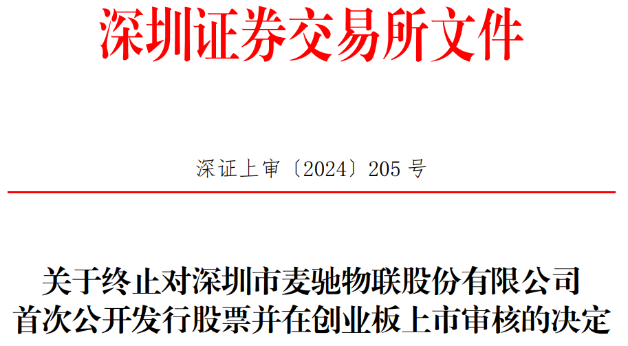 麦驰物联终止创业板IPO 原拟募资5亿元华英证券保荐 第 1 张